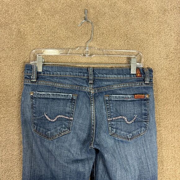 VTG 7 For All Mankind Bootcut Jeans Womens 28 Blue Denim Low Rise Embellished - Picture 9 of 13